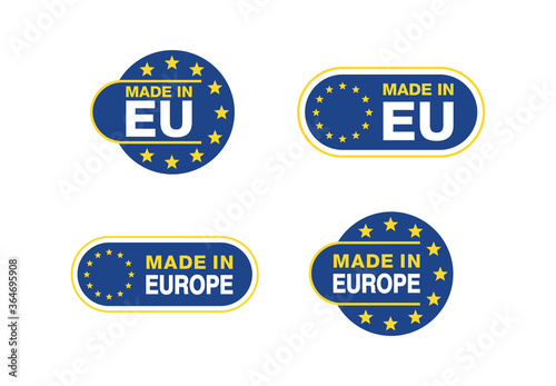 Made in EU - origin marking stamp for products which are manufactured in European Union countries - 4 different variations