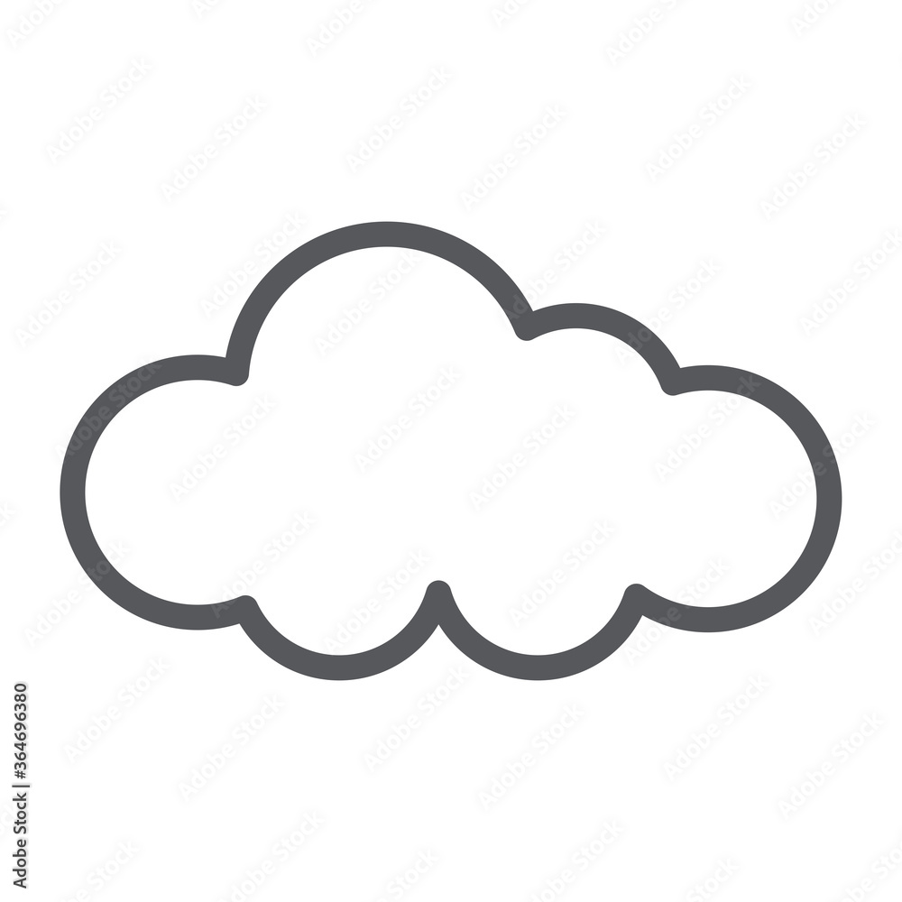 Outline cloud isolated on white background. Black thin line cloud for web site, logo design and icon template. Creative modern concept. Cloud vector illustration Outline cloud isolated on white background. Black thin line cloud for web site, logo design and icon template. Creative modern concept. Cloud vector illustration