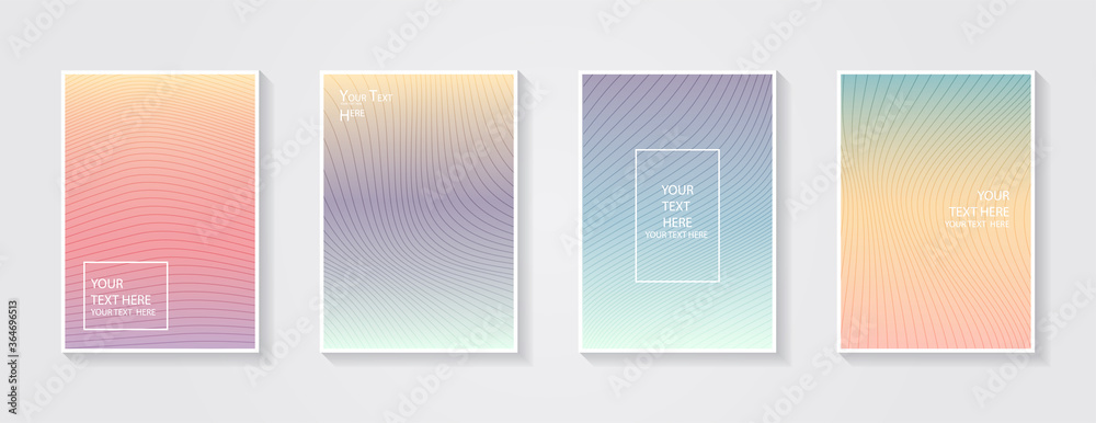 Fototapeta premium Minimal modern cover design. Dynamic colorful gradients. Future geometric patterns. Blue, pink, yellow, green, orange, purple placard poster template.