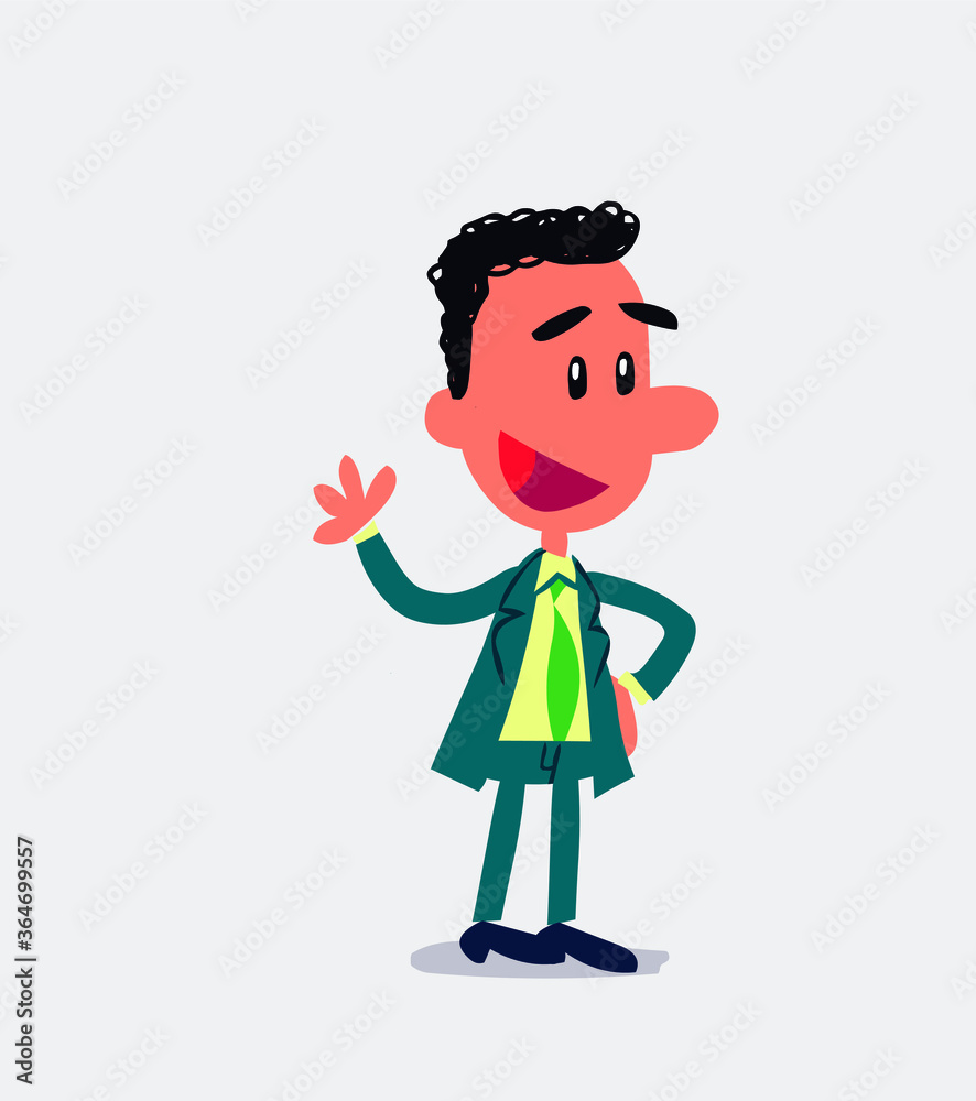 Businessman waving happily
Businessman waving happily
