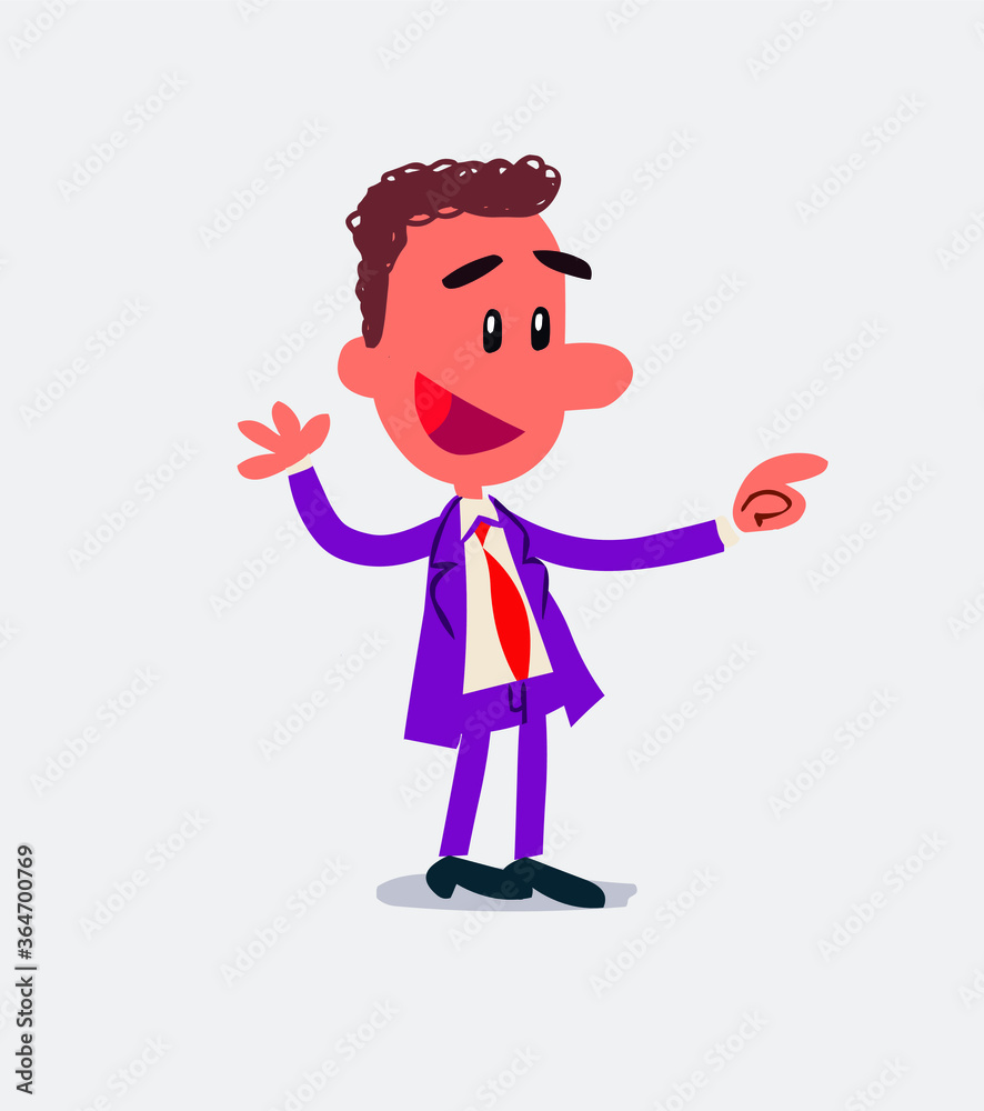 Businessman smiling while pointing

