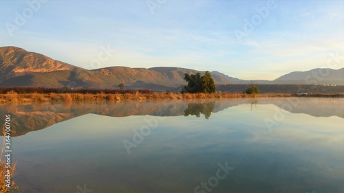 Fototapeta Naklejka Na Ścianę i Meble -  Little Karoo Pond on a Cold Winter Morning 