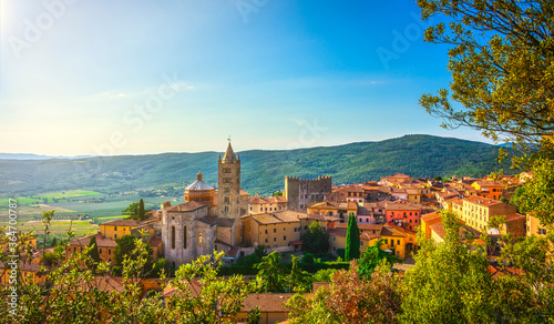 Massa Marittima and San Cerbone Duomo cathedral, Tuscany, Italy. photo