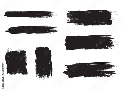 Black brush stroke set isolated on white background. Trendy brush stroke vector for black ink paint  grunge backdrop  dirt banner  watercolor design and dirty texture. Brush stroke vector illustration