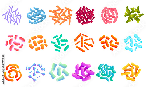 Probiotics icons set. Cartoon set of probiotics vector icons for web design photo