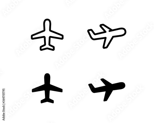 飛行機のアイコンのセット／シルエット／素材／交通