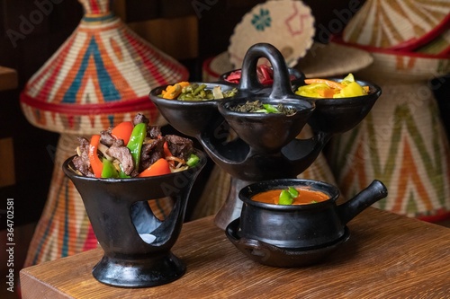Obraz na plátně Ethiopian traditional, delicious Derek tibs meat dish