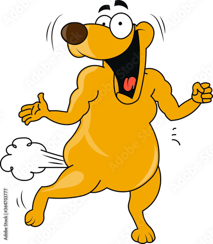 a funny animal cartoon farting with big smile