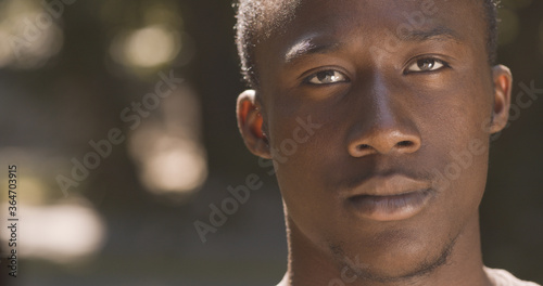 Close up portrait of african american man, panorama