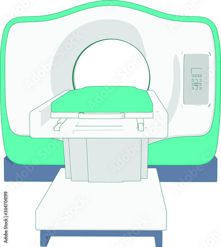 cute front illustration of MRI scanner medical equipment