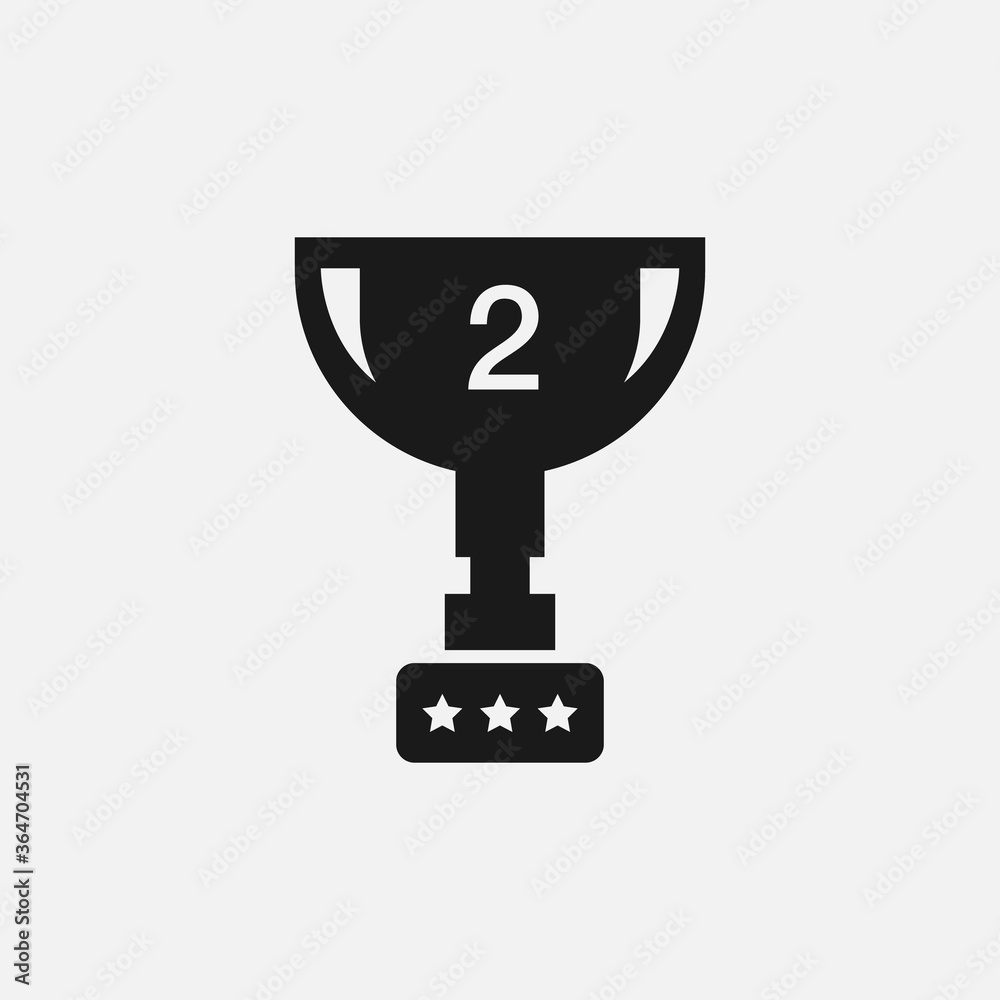 Second place trophy cup icon illustration. Silver award prize sign. Second place trophy cup icon illustration. Silver award prize sign.