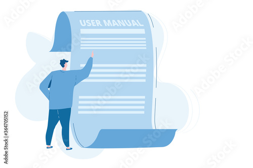 User manual, Document specification requirements, Vector illustration for web banner, infographics, mobile.  
