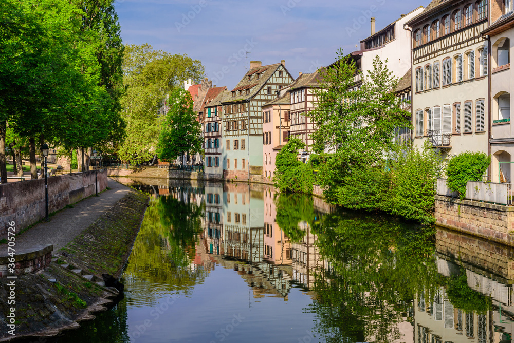 Sightseeing of France. Beautiful view of Petite France quarter. A popular attraction in Strasbourg, Alsace, France 