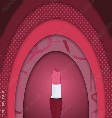 abstract red colored image of lipstick and frames