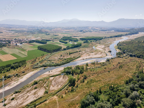 Aerial view of Struma river, Bulgaria photo