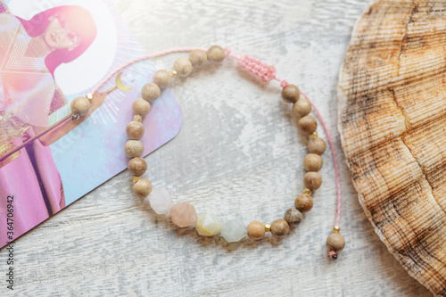Morganite fazeted stone beads yoga spiritual bracelet