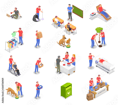 Volunteering Isometric Icon Set