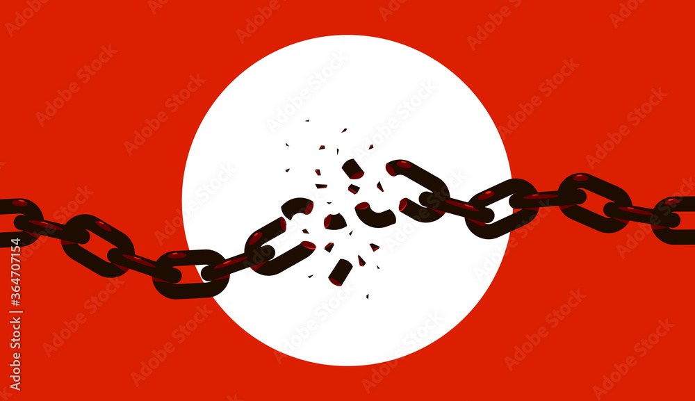 Breaking chain freedom and liberty concept vector illustration in