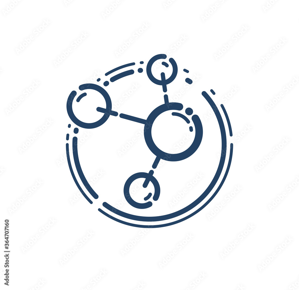 Molecule vector linear icon, science chemistry and physics line art symbol. Molecule vector linear icon, science chemistry and physics line art symbol.
