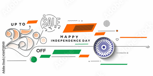 Independence Day 25% OFF Sale Discount Banner. Discount offer price. Vector Modern Banner Illustration.