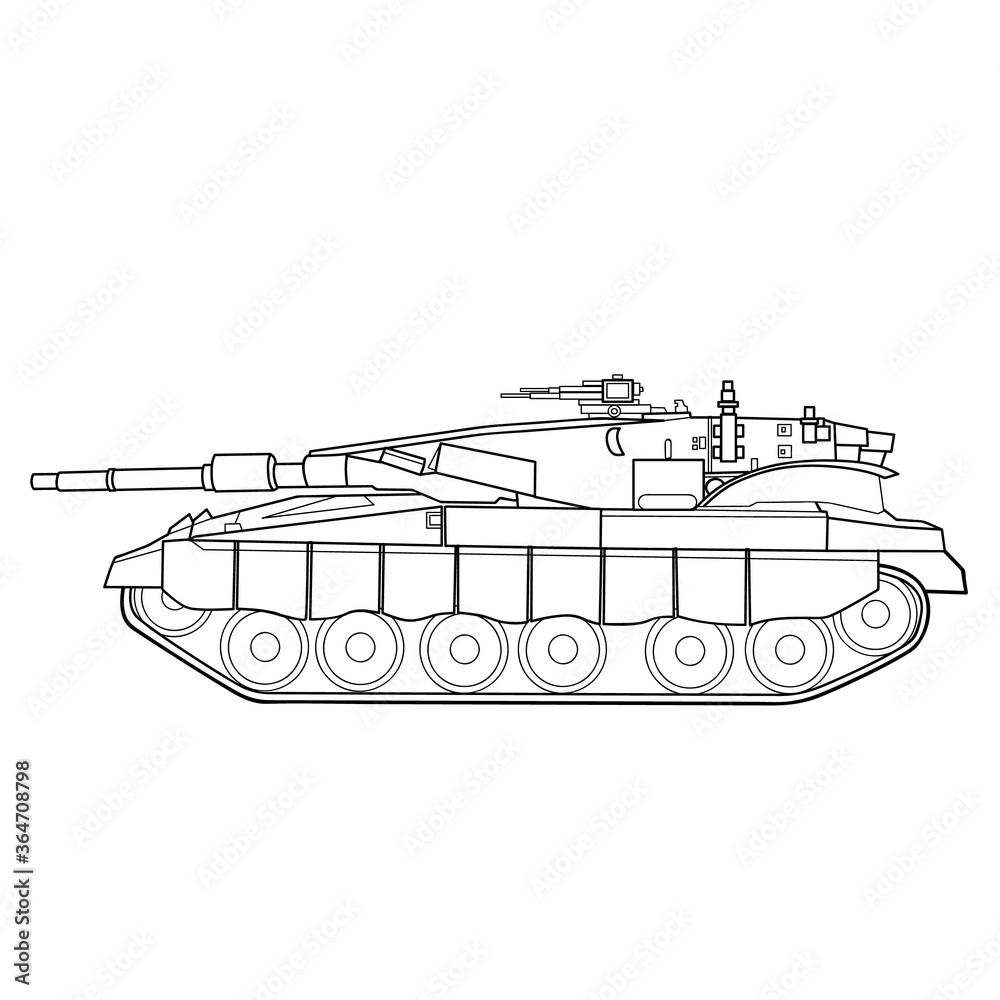 rocket launcher sketch, military equipment, coloring, isolated object on a white background, vector illustration,
