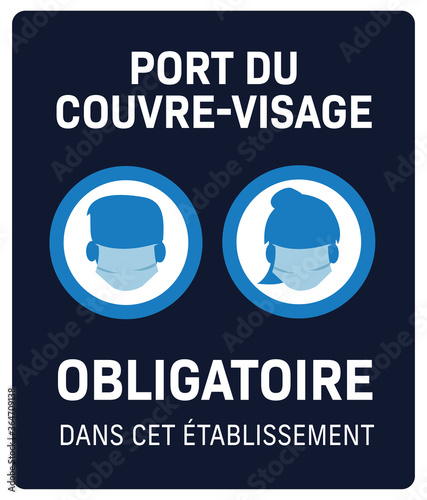 french face covering required in this building covid-19 protection sign