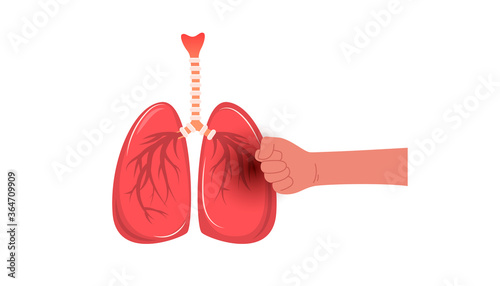 Pain in the lungs from a disease. Human fist beats easy metaphor concept.