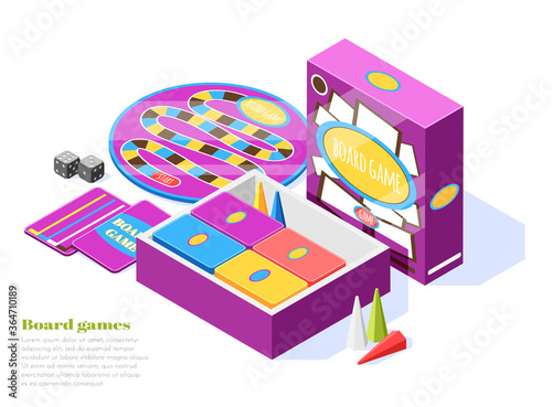 Board Games Set Isometric Composition
