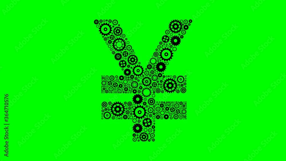 Animation of Yen symbol made out of gears Animation of Yen symbol made out of gears