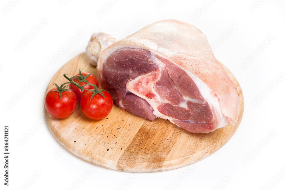 raw pork knuckle isolated on the white background raw pork knuckle isolated on the white background