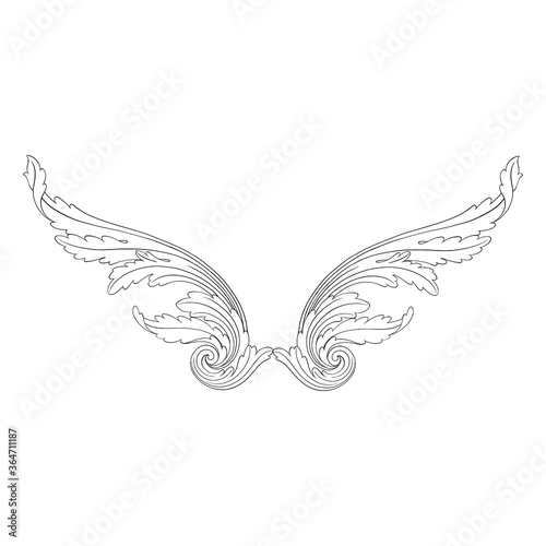Classical baroque vector of vintage element for design. Decorative design element filigree calligraphy vector. You can use for wedding decoration of greeting card and laser cutting.