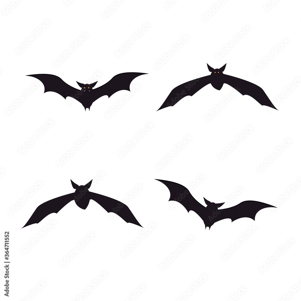 Fototapeta premium Set of scary bat, Halloween decorations isolated on white background stock vector illustration.