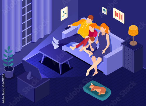 Online Cinema Isometric Composition  © Macrovector