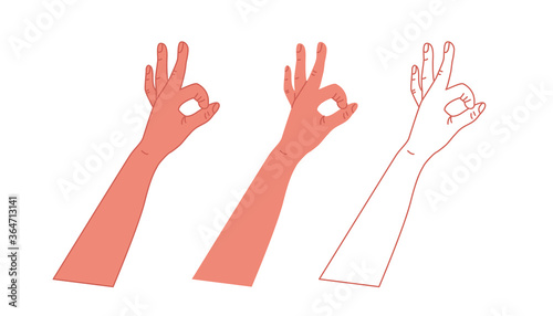 Okay symbol hand. Vector illustration on white background.