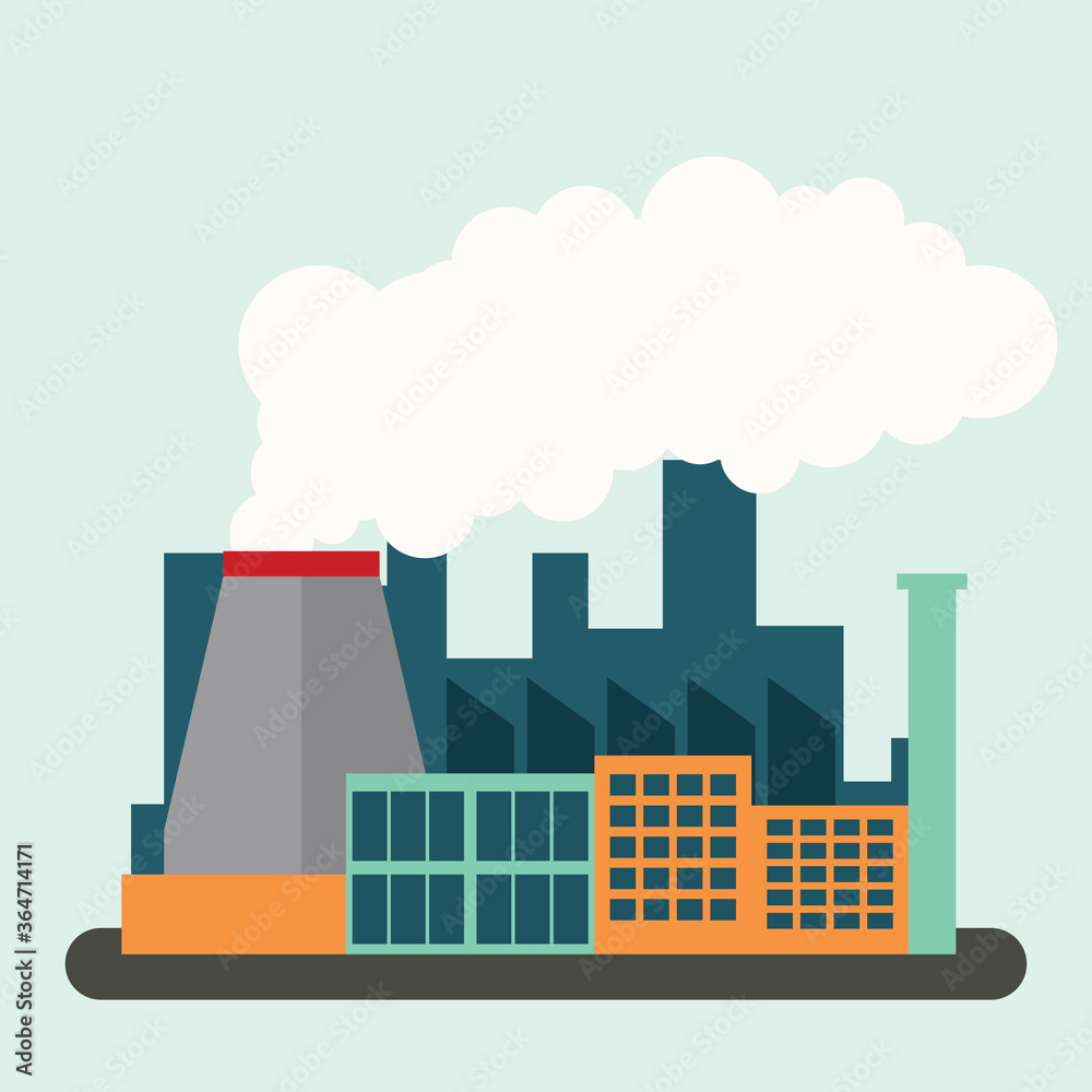 Obraz premium polluting air from factory pipe and cesspit, environmental for pollution concept. vector illustration