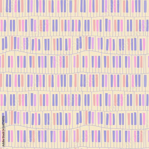 Abstract geometric motif. Seamless pattern with piano keyboard. Vector music theme illustration.