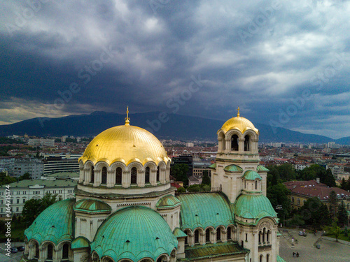 alexander nevsky cathedral from drone, aerial view