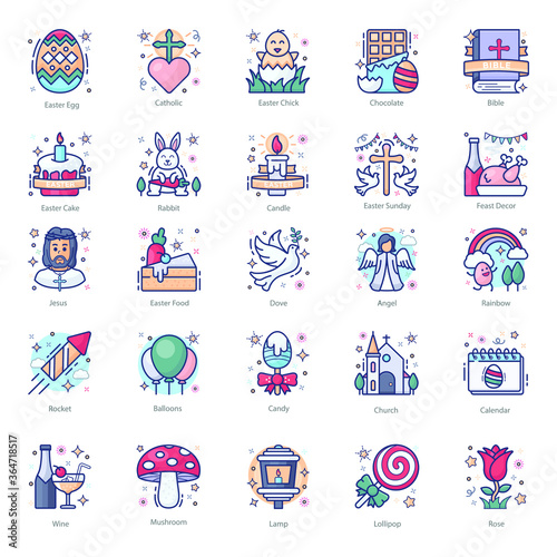  Events and Celebrations Flat Icons Pack 