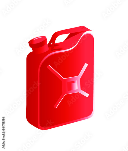Fuel container or gas cylinder.Red canister diesel handle flat lid jug vector icon.  GAS is a gallon of fuel. Automotive container engine oil on an isolated background