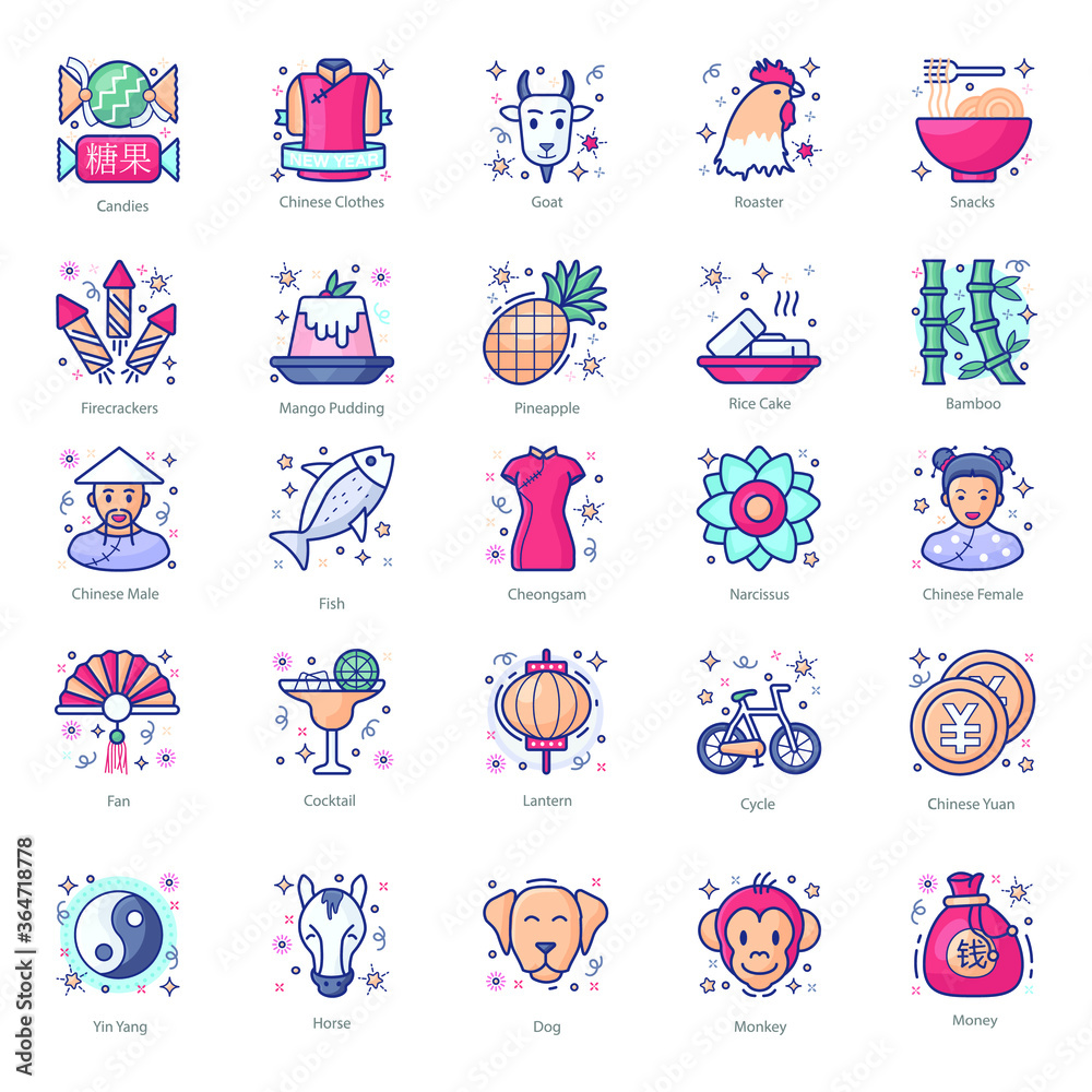 
Chinese New Year Flat Icons Pack 
