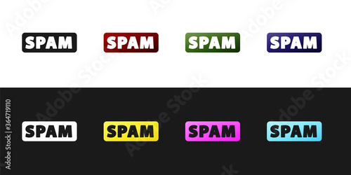 Set Spam icon isolated on black and white background. Vector.