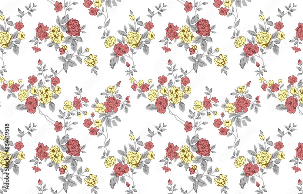 seamless pattern with flowers and butterflies print design for textile and wall decor home tile illustration background