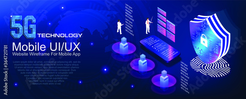 People working on protection system and storing digital personal data on your device. System of protection against malicious attacks and unauthorized access to your data.  Futuristic cyber banner