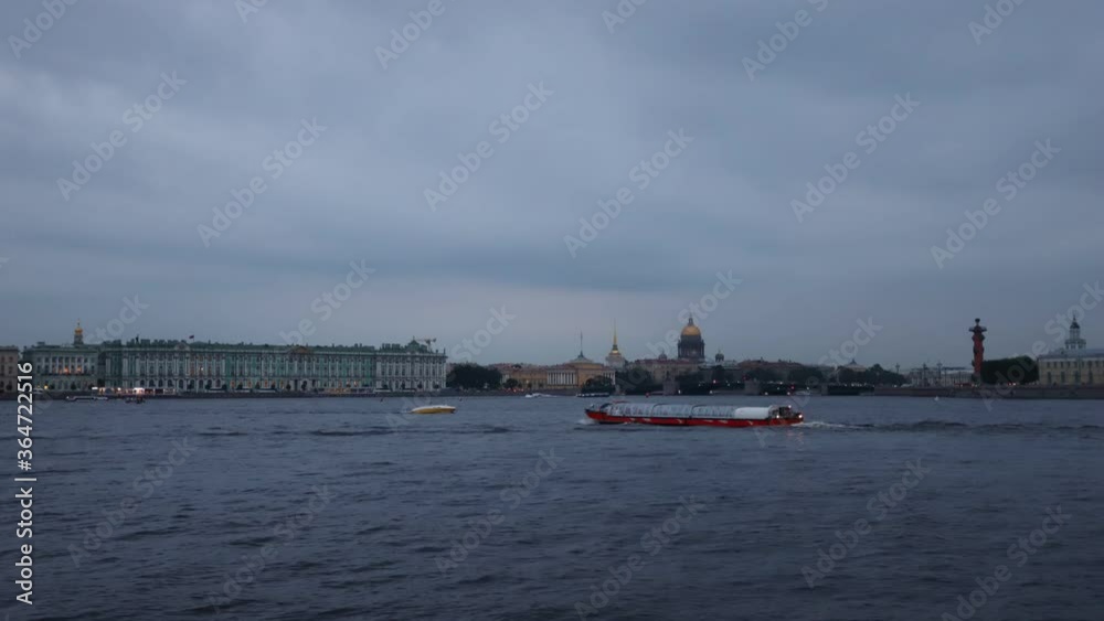 Traffic pleasure boats on the Neva in St. Petersburg Traffic pleasure boats on the Neva in St. Petersburg
