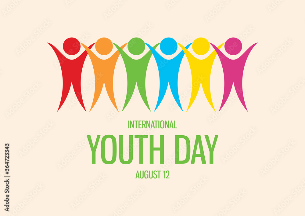 International Youth Day vector. Group of people abstract icon. Multicolored people icon vector