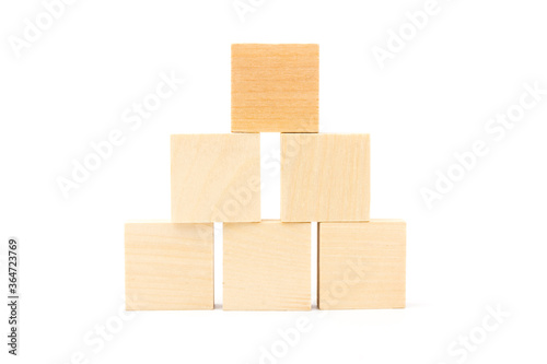 Wooden blocks to build a wall. Concept of new business  partnership  integration and startup