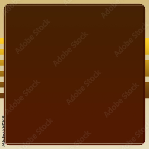 Empty Chocolate Brown Square Frame On Striped Background Template-For Social Media, Banner, Poster, Flyer & Card.
