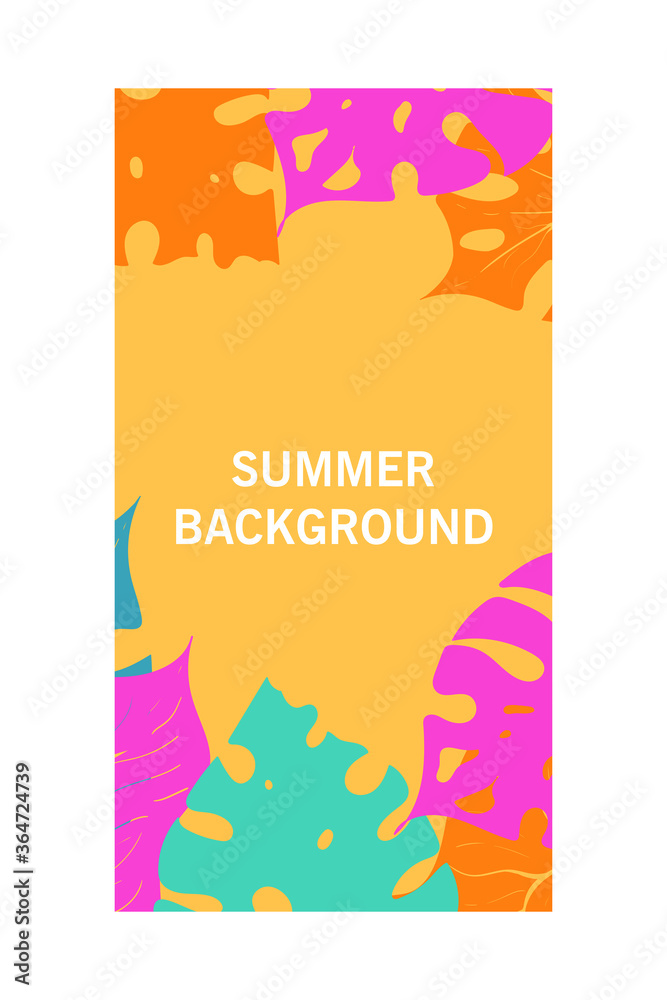 Fototapeta premium Background, social media storie design templates with space for text - summer landscape. Summer vector illustration - vacation concept for banner, greeting card, poster and advertising ets.