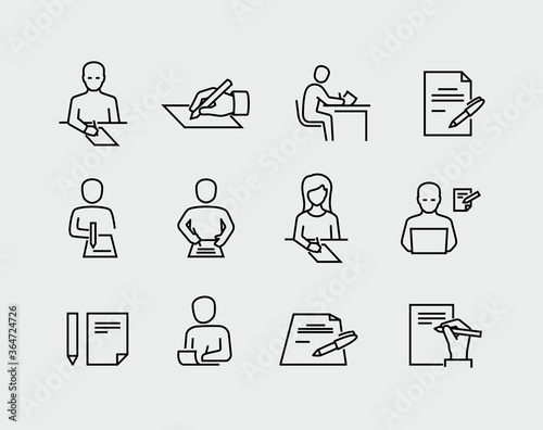 Writing Vector Line Icons Set