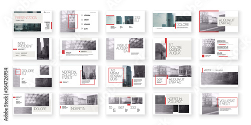 Geometric Red Presentation Element Templates. Vector infographics. For use in Presentation, Flyer and Leaflet, SEO, Marketing, Webinar Landing Page Template, Website Design, Banner.
